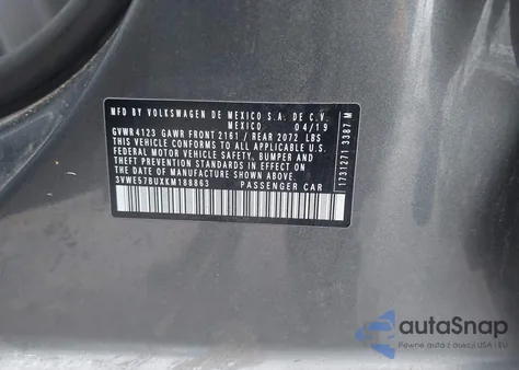 2019 Volkswagen Jetta 1.4T Sel from USA, damaged, VIN 3VWE57BUXKM188863